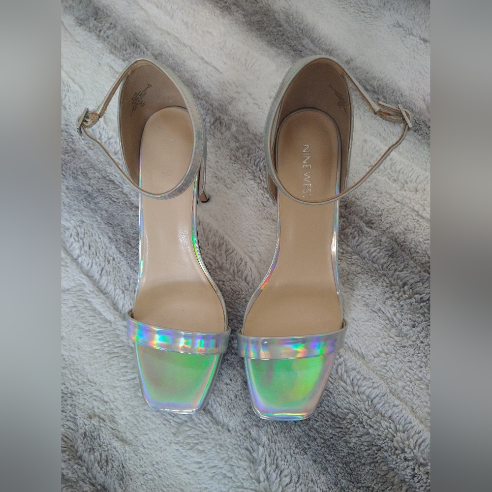 Silver Iridescent Heels - Nine West